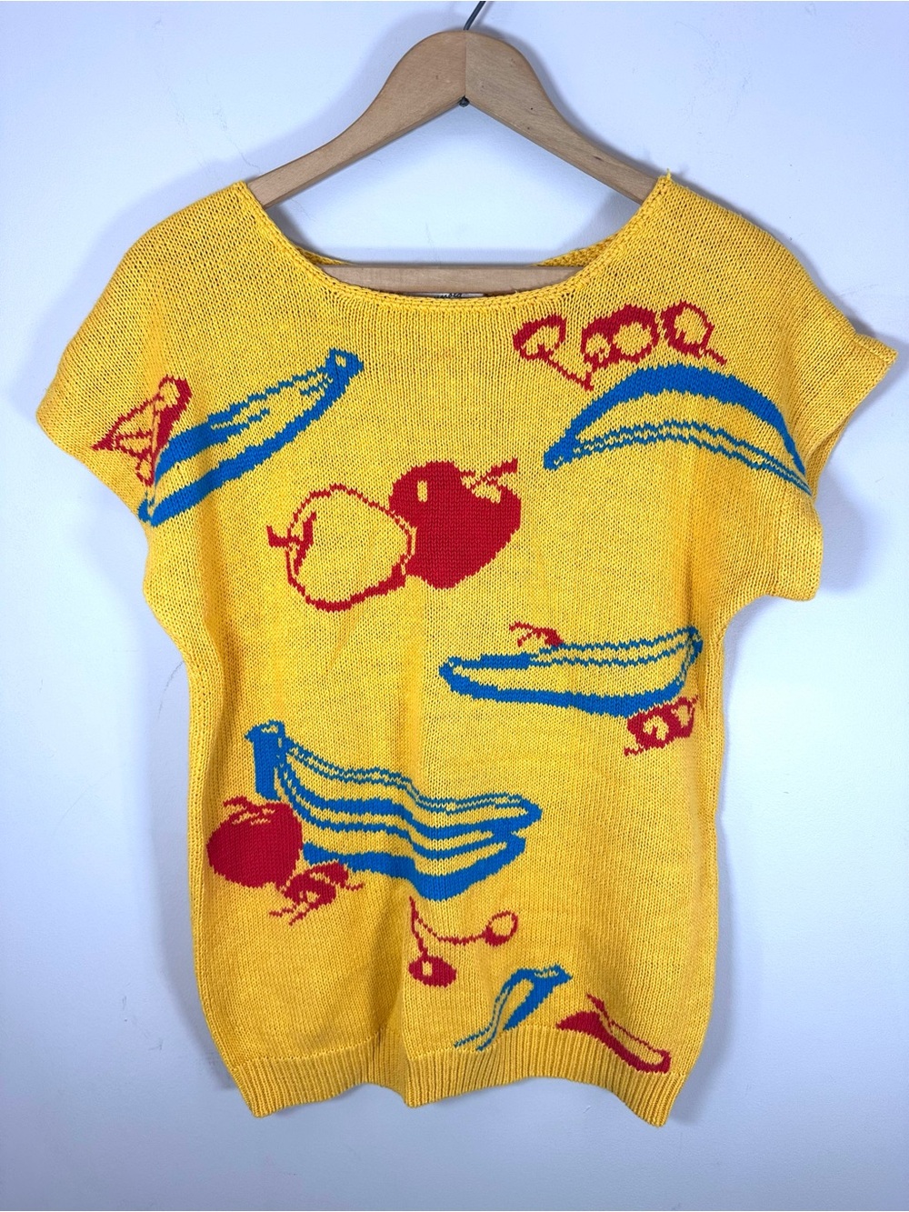 Vintage Top R.G. Arnold Knit Sweater Fruit Bananas Apples 80’s